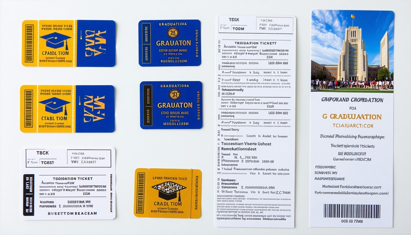 Graduation tickets and event details on display